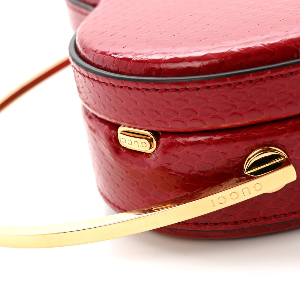Gucci Snakeskin Broadway Mini Heart Top Handle Bag Rasberry Candy