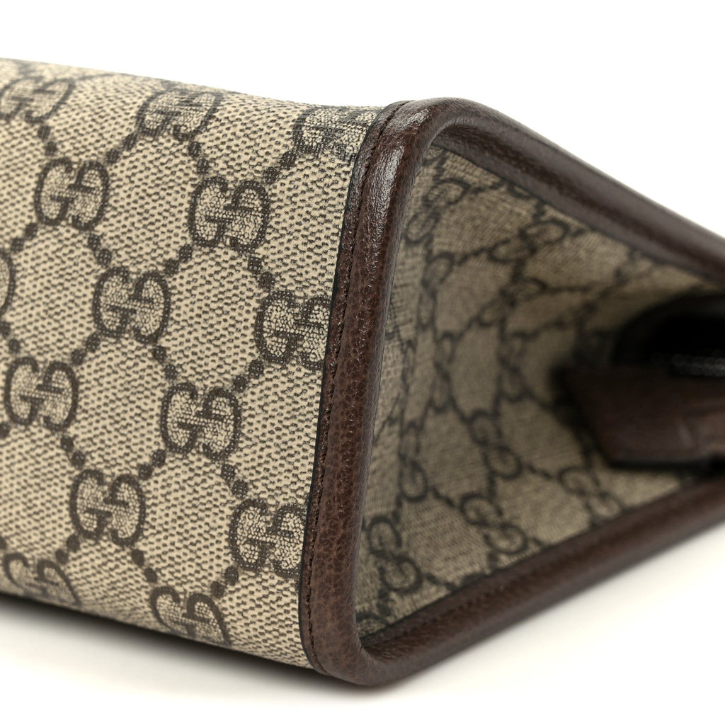 Gucci GG Supreme Monogram Web Ophidia GG Toiletry Case Beige New Acero