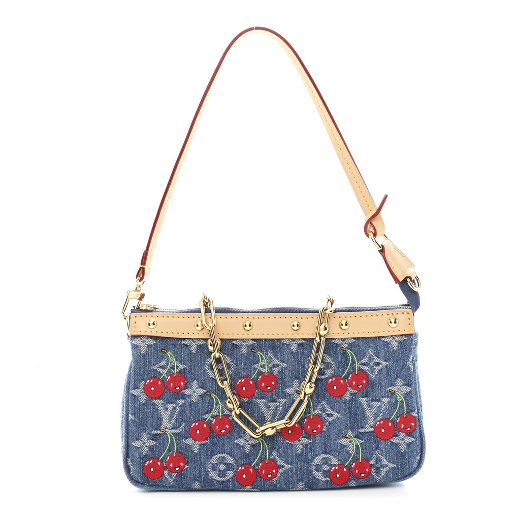 Louis Vuitton LV X TM Monogram Denim Cerises Pochette Accessories Blue