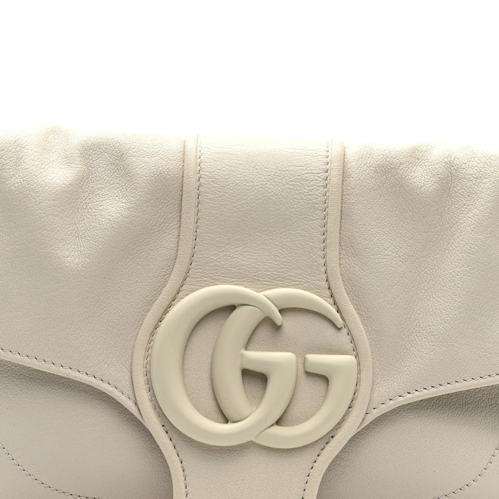 Gucci Goatskin Small GG Monochrome Aphrodite Shoulder Bag Mystic White