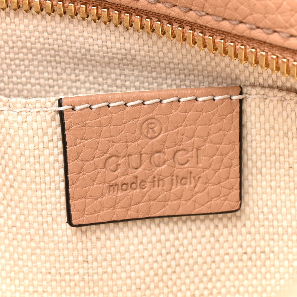 Gucci Pebbled Calfskin Small Soho Disco Bag Camelia