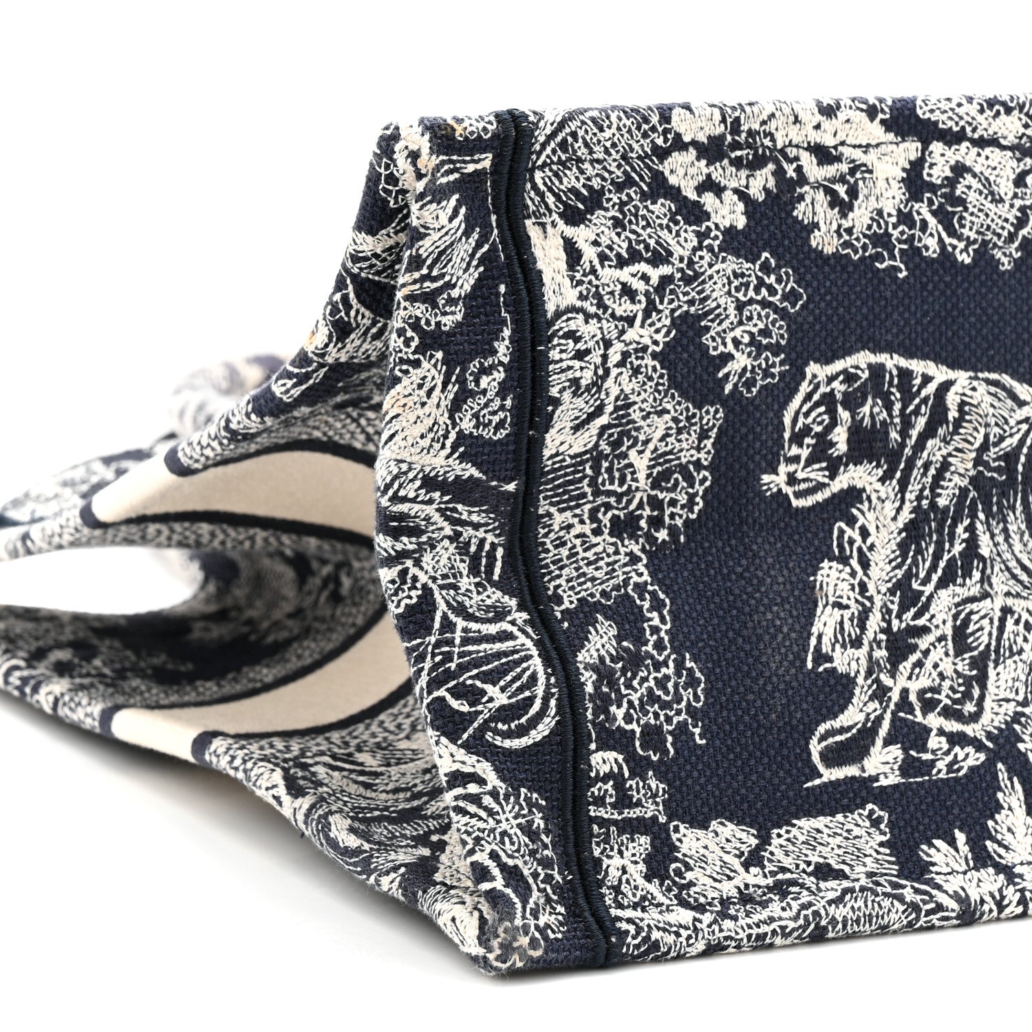 Christian Dior Canvas Embroidered Medium Dioriviera Toile De Jouy Book Tote Blue