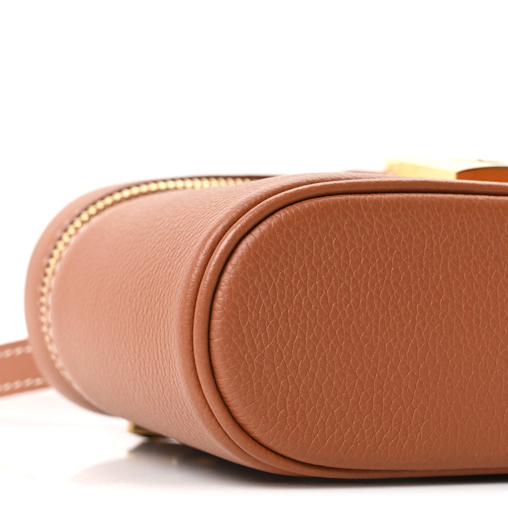Louis Vuitton Grained Calfskin Low Key Vanity Pouch Cognac
