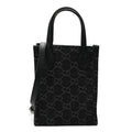 Gucci Denim Cuoio Harness GG Monogram Mini Ophidia Tote Bag Black Medium Grey