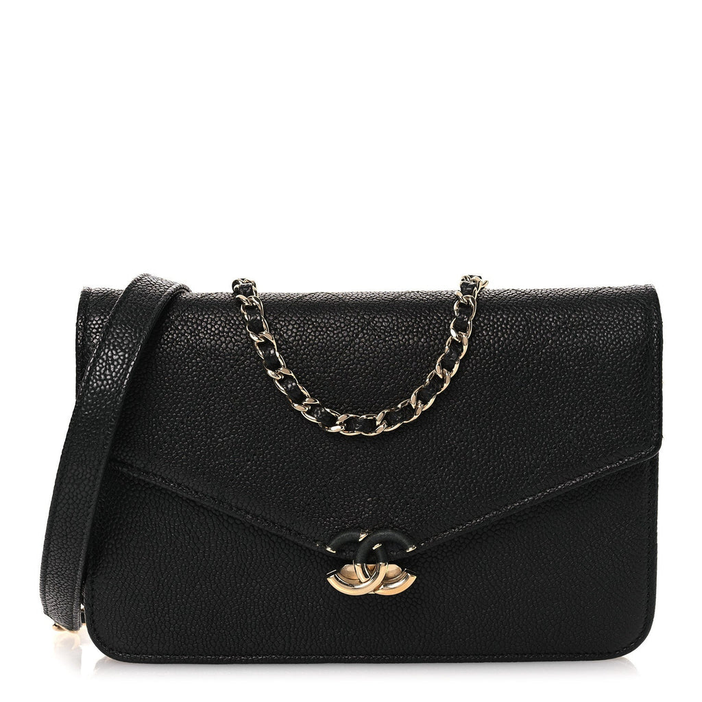 Chanel Grained Calfskin Quilted Cuba Wallet On Chain WOC Black