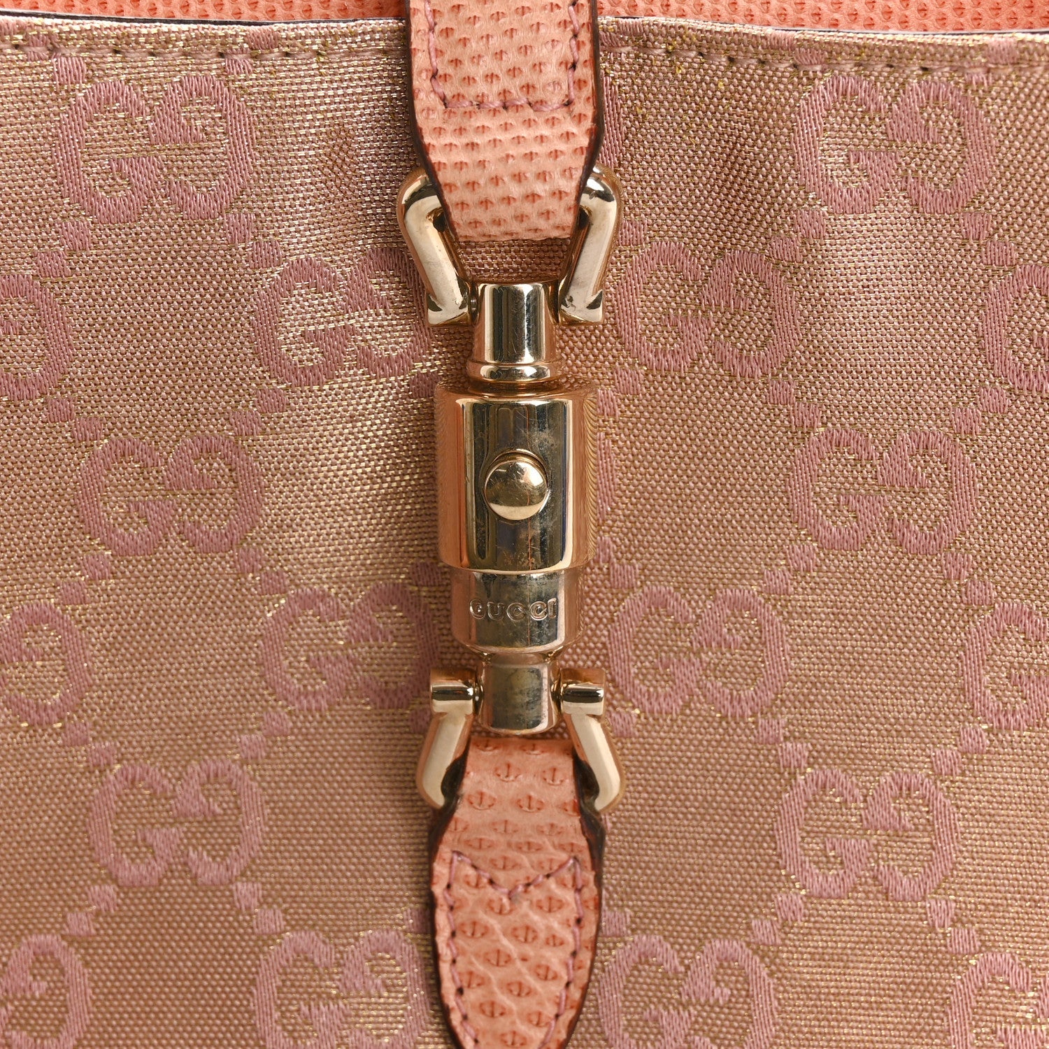 Gucci Metallic Monogram Lizard Jackie O Hobo Pink