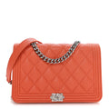 Chanel Caviar Quilted Boy Wallet On Chain WOC Orange