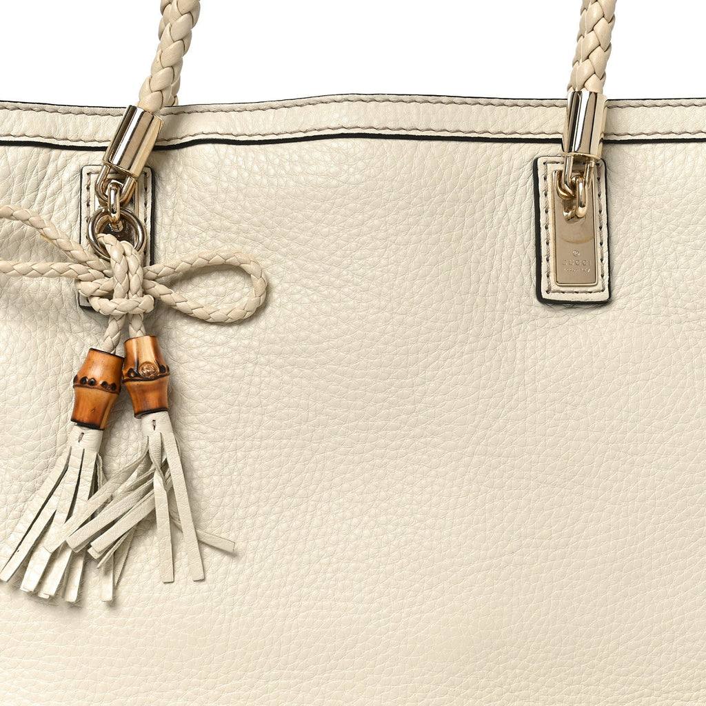 Gucci Pebbled Calfskin Medium Bella Tote Off White