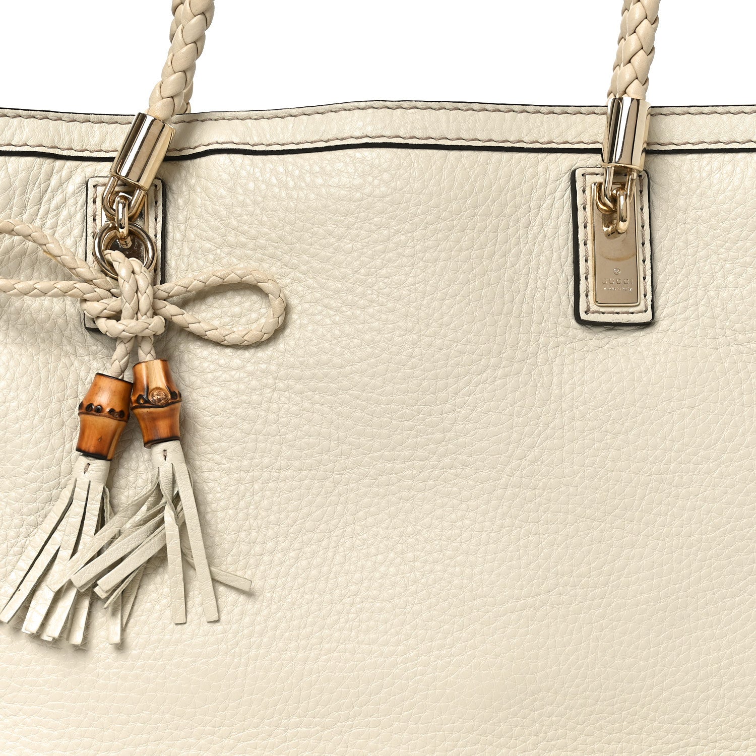 Gucci Pebbled Calfskin Medium Bella Tote Off White