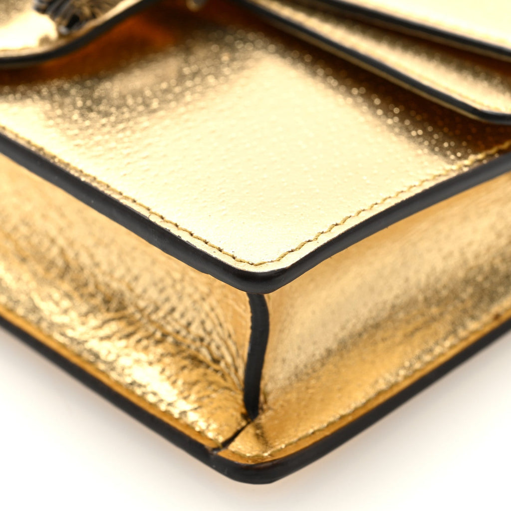 Gucci Metallic Calfskin Super Mini Dionysus Shoulder Bag Gold