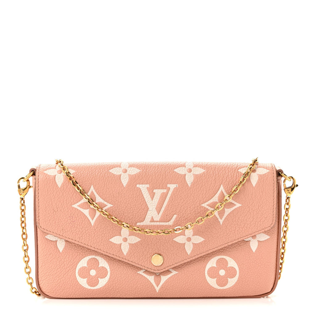 Louis Vuitton Empreinte Monogram Giant Felicie Pochette Chain Wallet Rose Trianon Creme