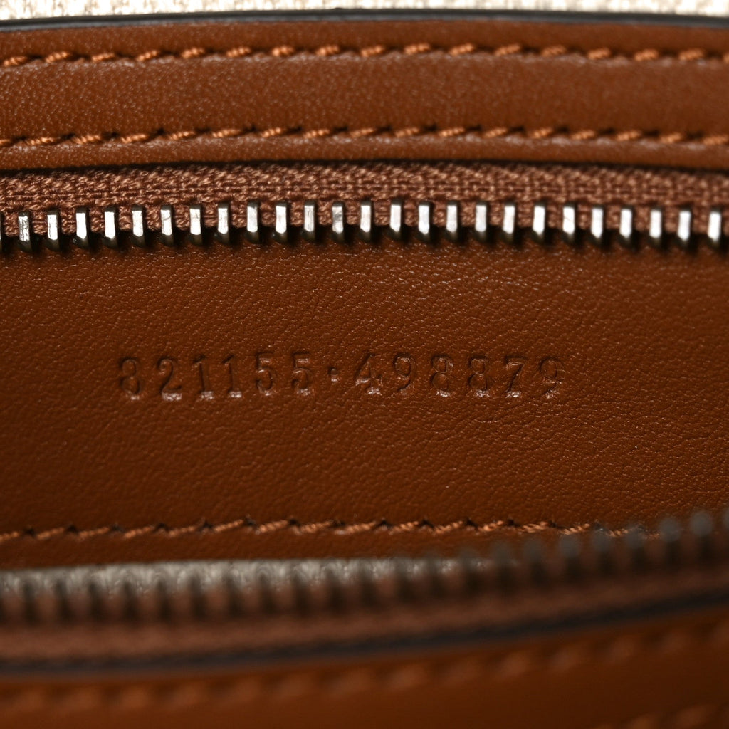 Gucci GG Supreme Monogram Textured Calfskin Emblem Small Crossbody Beige Ebony Old Sundial