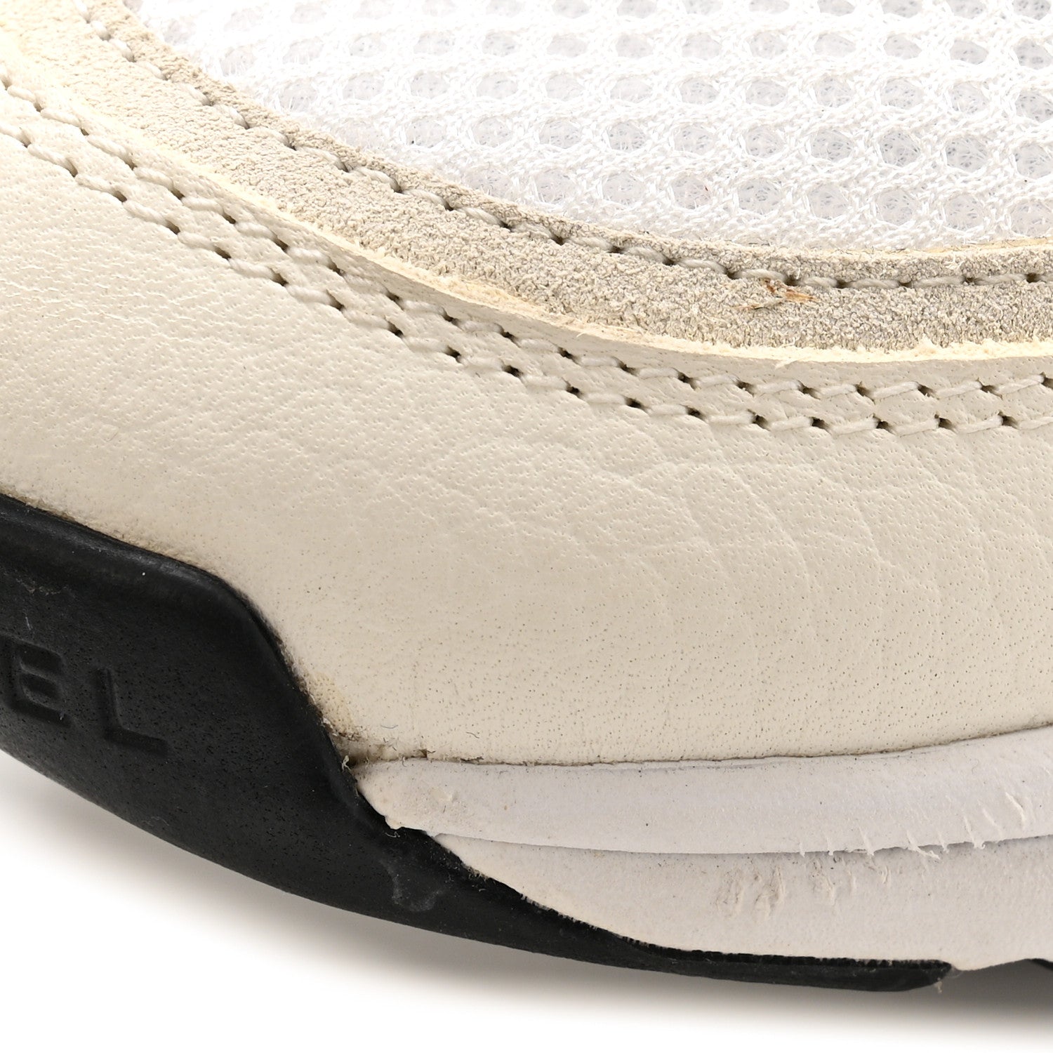 Mesh Suede Calfskin Grained Calfskin Womens CC Sneakers 38 White Black