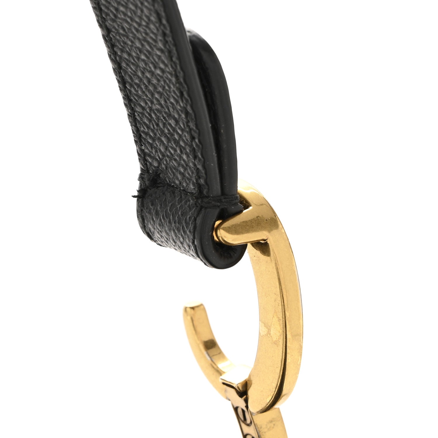 Christian Dior Grained Calfskin Mini Saddle Bag With Strap Black