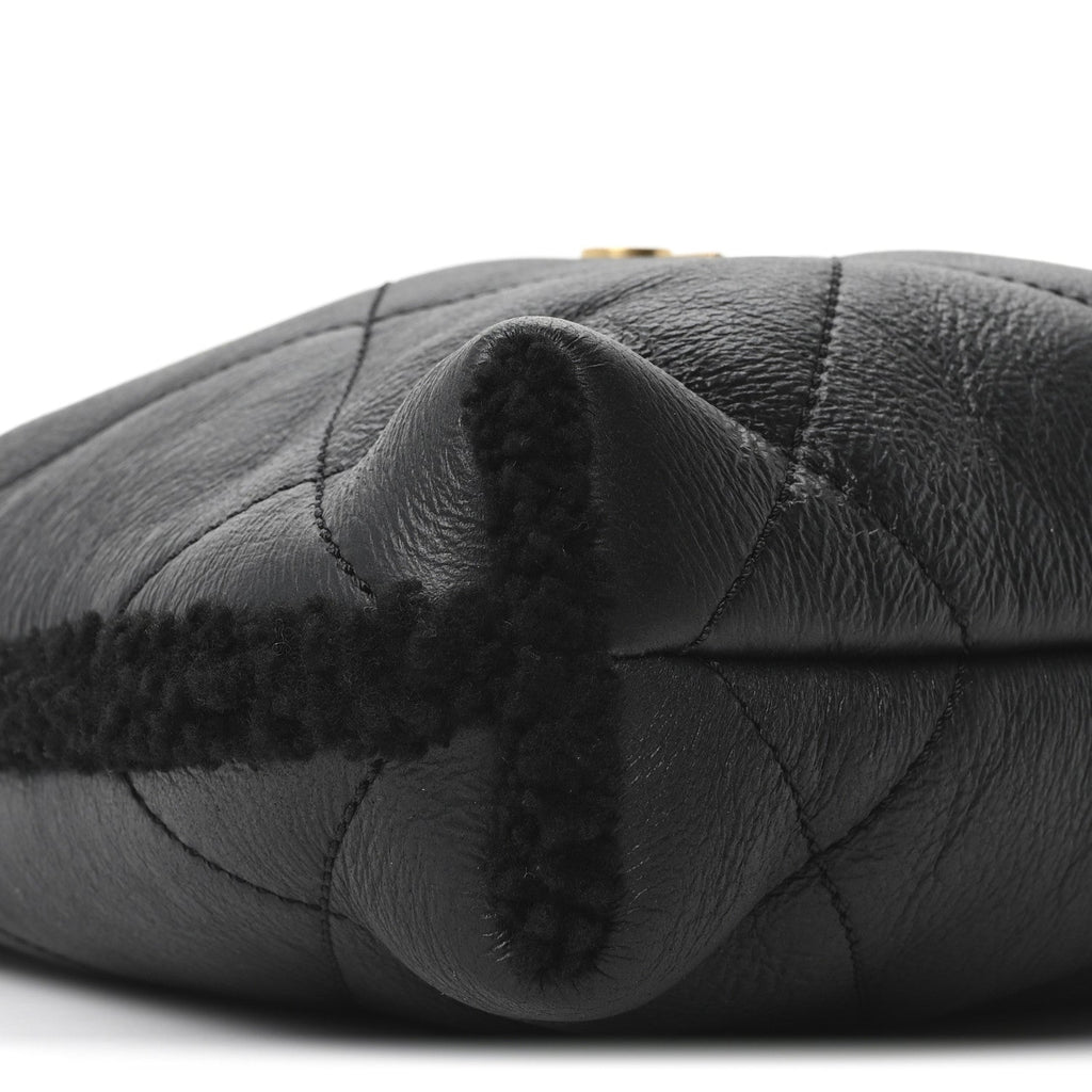 Chanel Aged Lambskin Shearling Quilted Small Chanel 22 Black