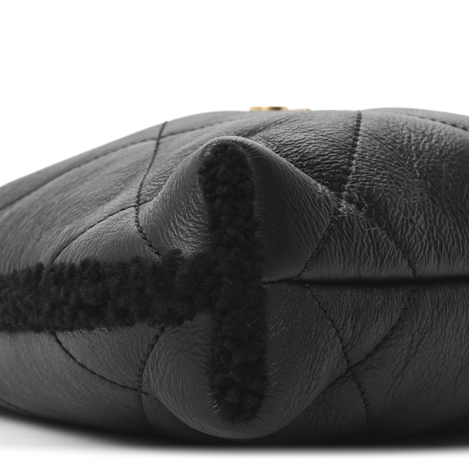 Chanel Aged Lambskin Shearling Quilted Small Chanel 22 Black