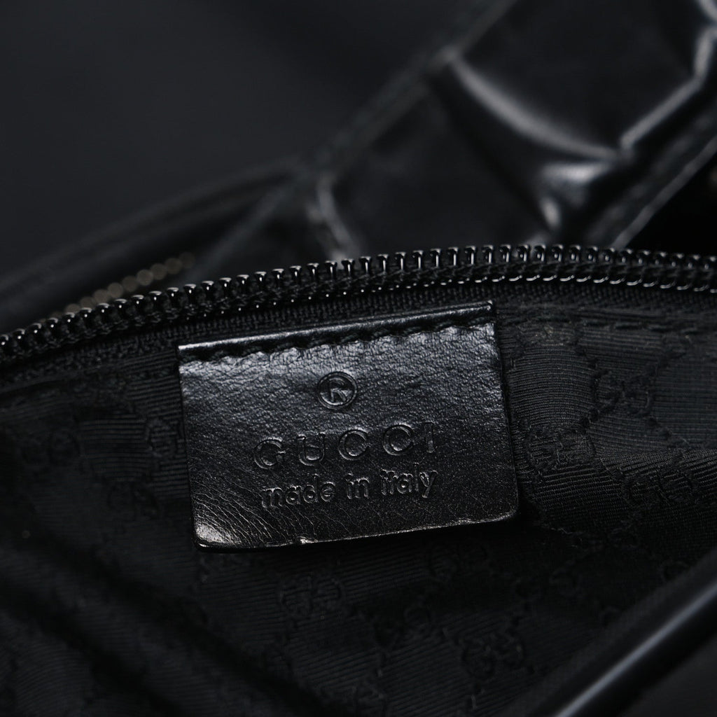 Gucci Calfskin Canvas Double Zip Large Travel Bag Black