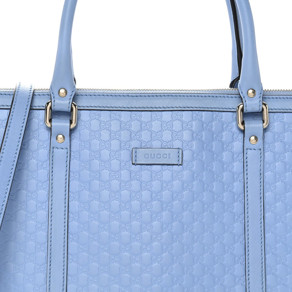 Gucci Soft Microguccissima Small Zippered Satchel Light Blue