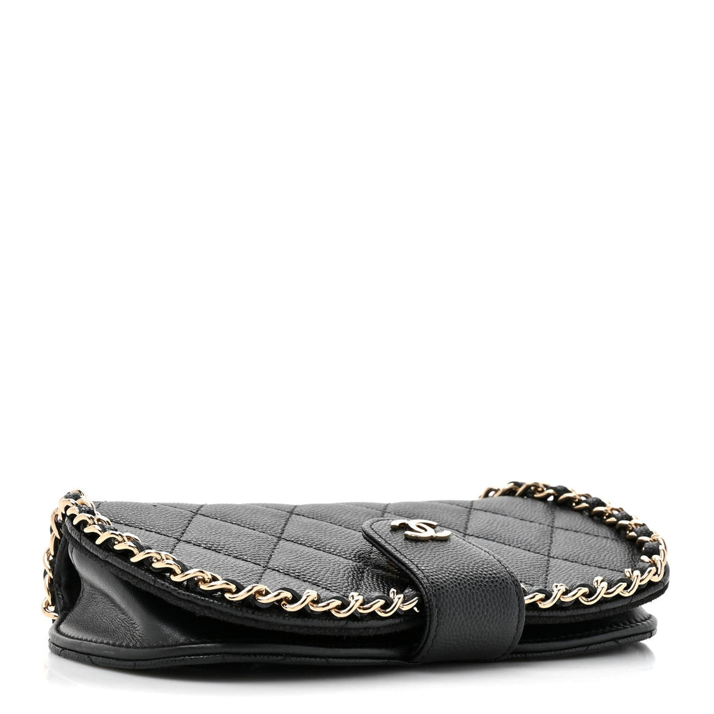Chanel Caviar Quilted Chain Glasses Case Black