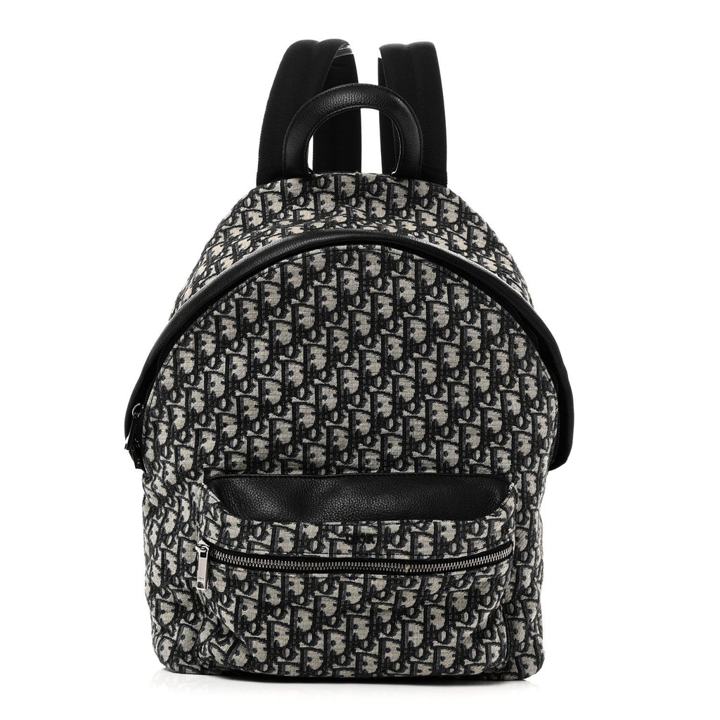 Christian Dior Oblique Calfskin Rider Backpack Beige Black
