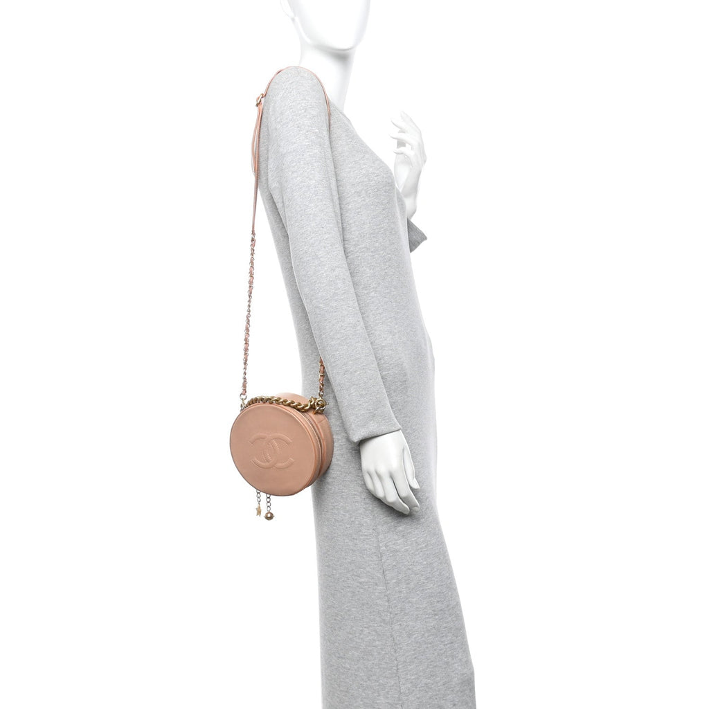 Chanel Glazed Calfskin Round As Earth Evening Bag Beige