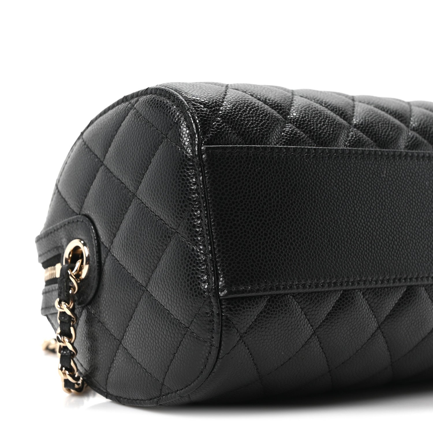 Chanel Caviar Quilted Barrel Clutch With Chain Black
