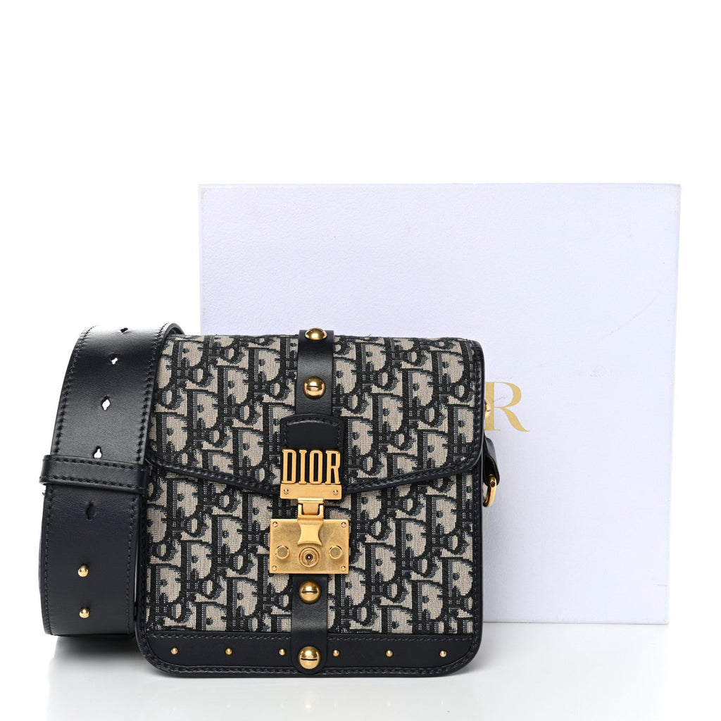 Christian Dior Oblique Square DiorAddict Flap Navy Blue
