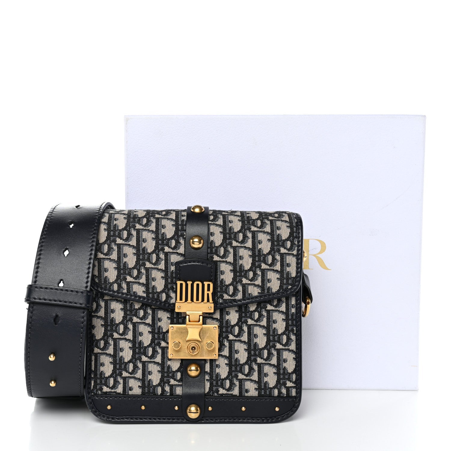 Christian Dior Oblique Square DiorAddict Flap Navy Blue