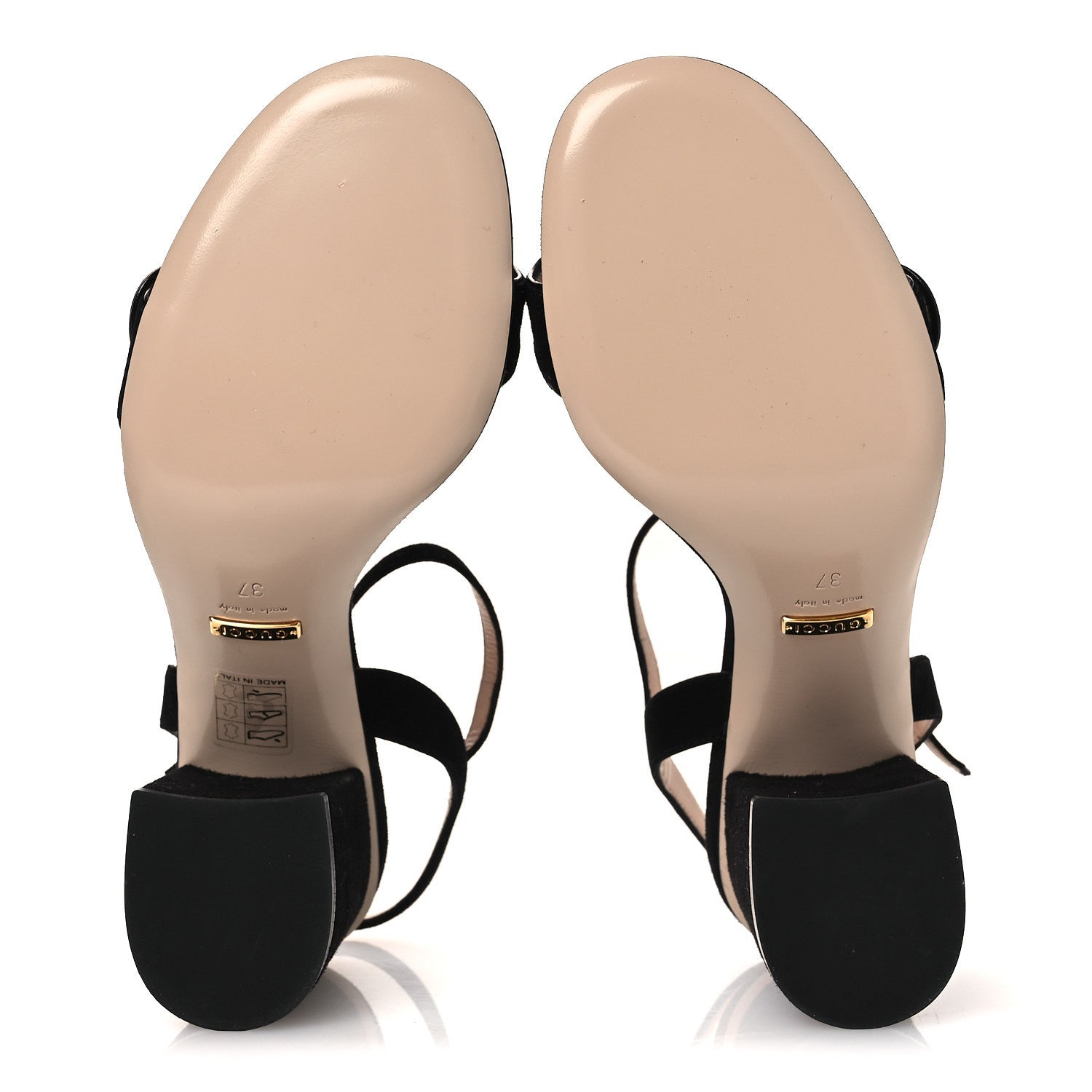 Gucci Kid Scamosciato GG Marmont Ankle Wrap 75mm Sandals 37 Black