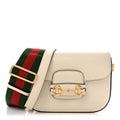 Gucci Azalea Calfskin Web Mini Horsebit 1955 Shoulder Bag Mystic White