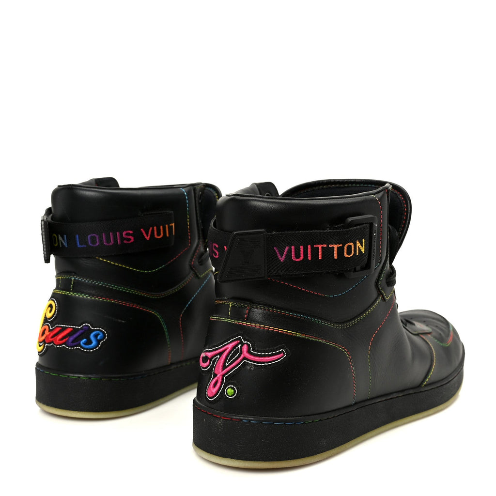 Louis Vuitton Calfskin Rivoli High Top Sneakers 12 Black Multicolor