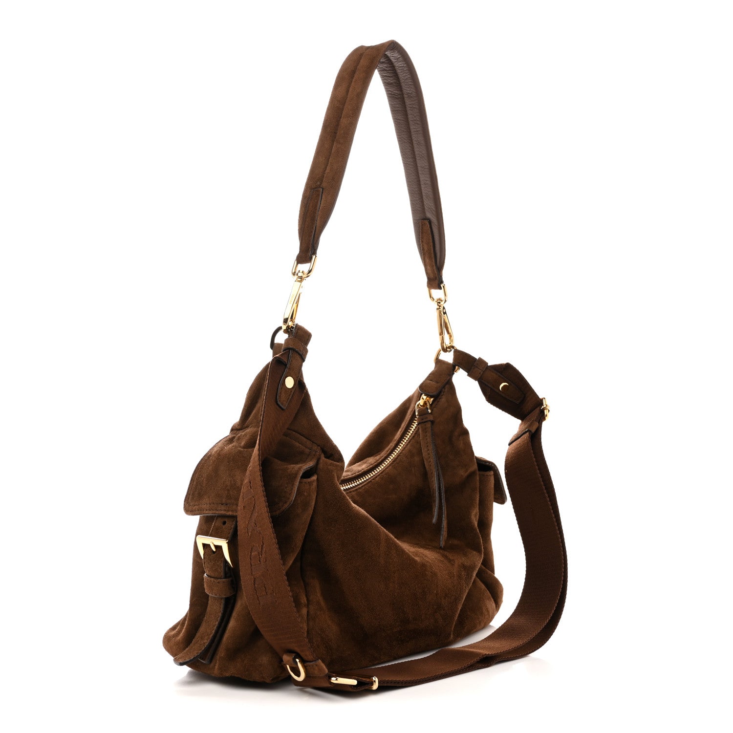 Prada Suede Large Explore Shoulder Bag Cocoa Brown