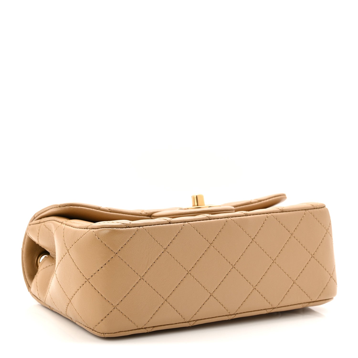 Chanel Lambskin Quilted Mini Rectangular Pearl Crush Flap Dark Beige