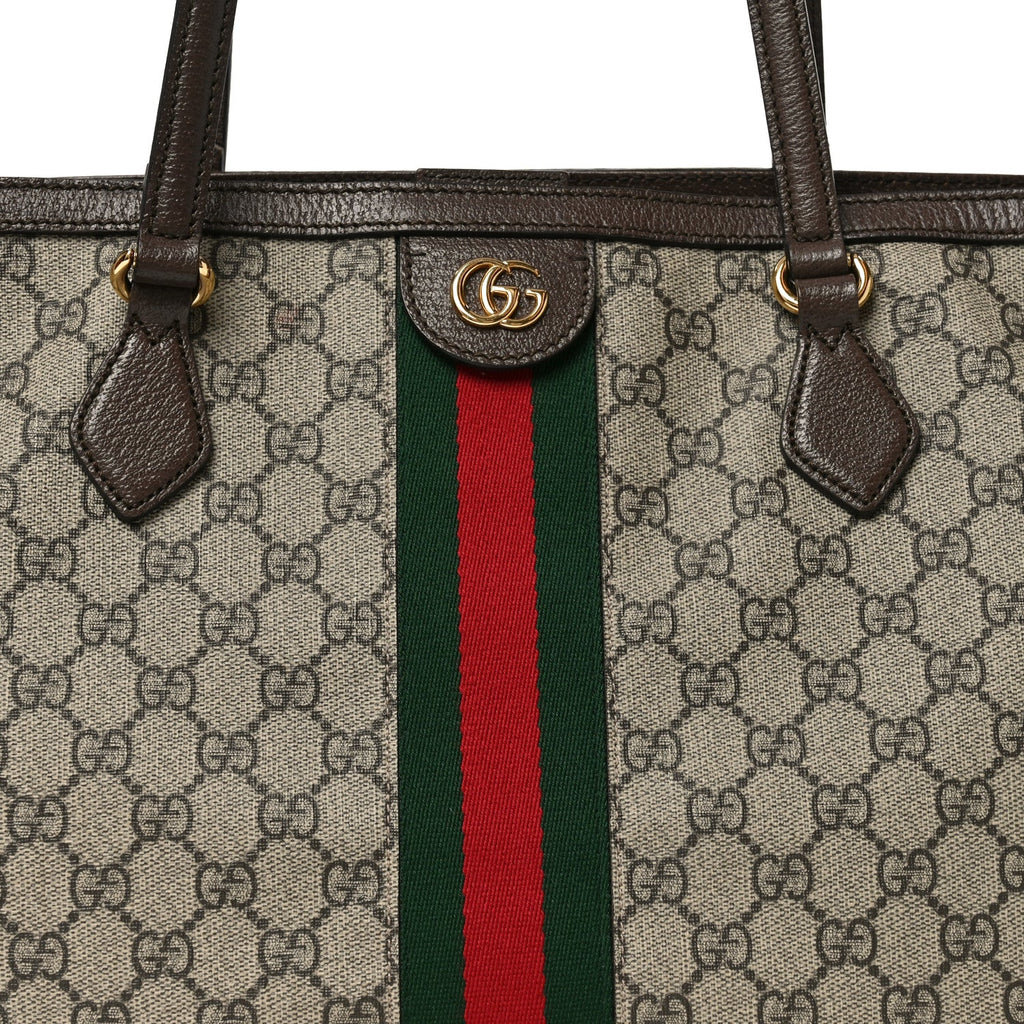 Gucci GG Supreme Monogram Medium Ophidia Shopping Tote Brown