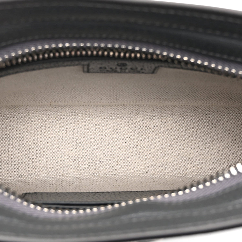 Gucci GG Supreme Monogram Textured Dollar Calfskin Web Small Ophidia Shoulder Bag  Grey Black Graphite Grey