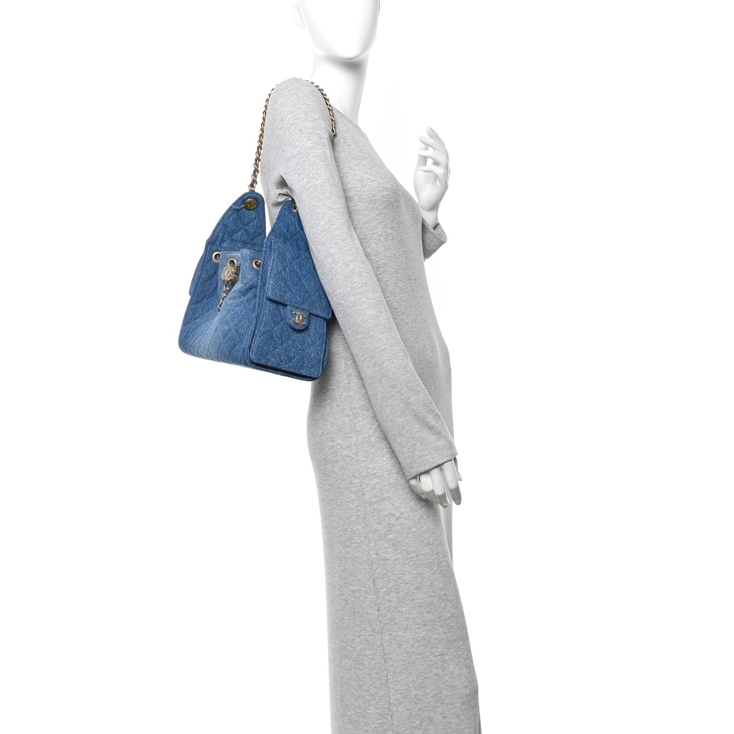 Chanel Washed Denim Quilted Small Chanel 25 Handbag Blue