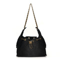 Chanel Washed Denim Quilted Small Chanel 25 Handbag Black