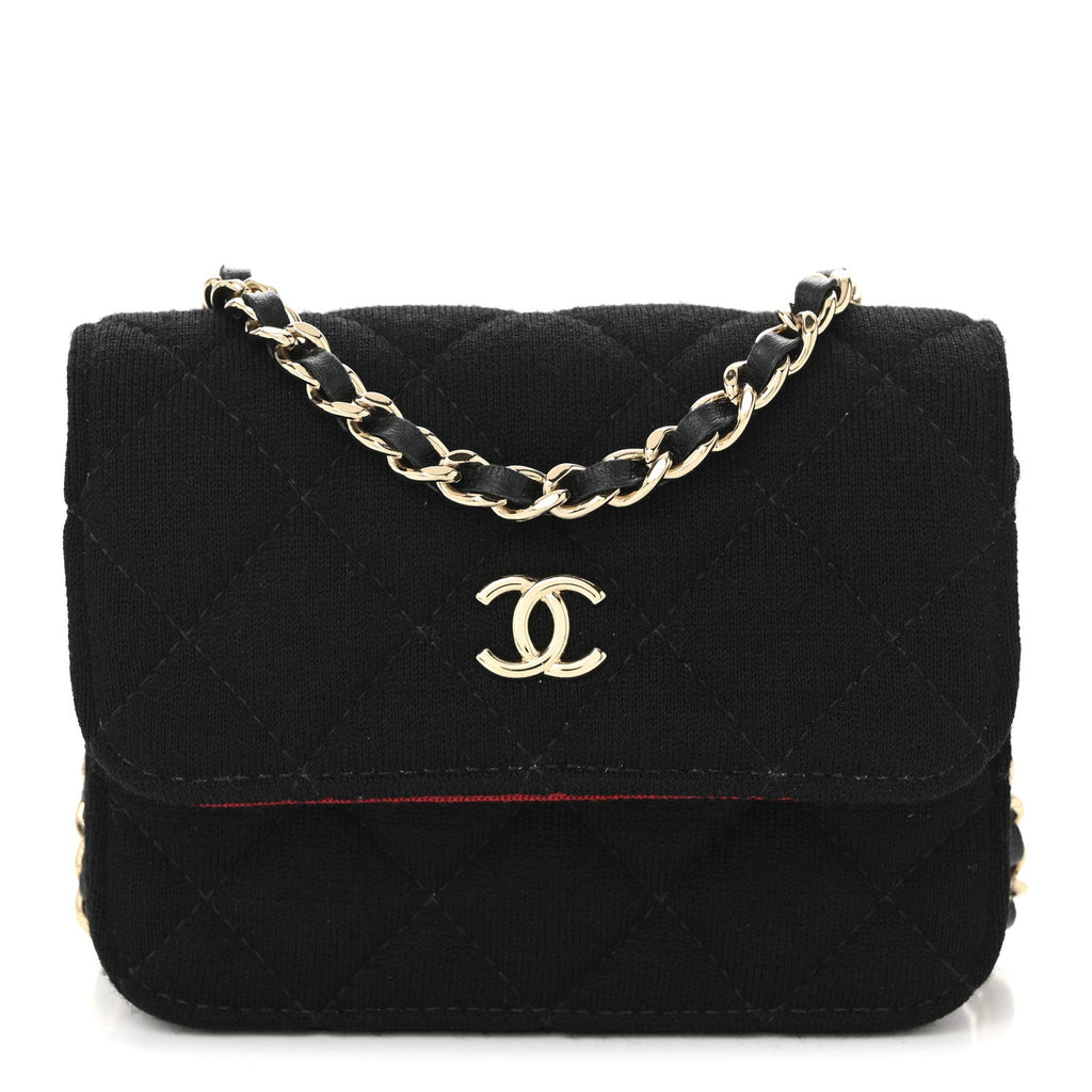 Chanel Jersey Quilted Micro Mini Flap Black
