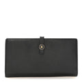 Grained Calfskin CC Button Long Wallet Black