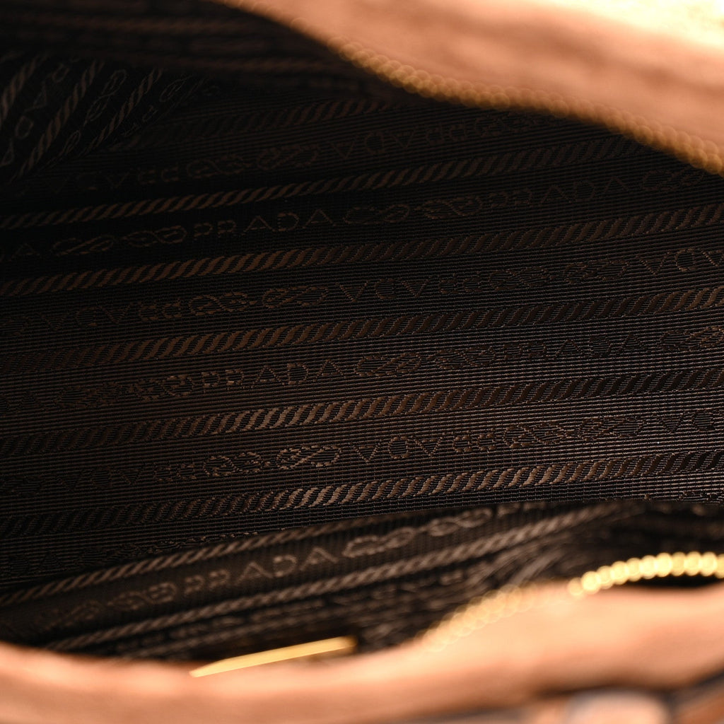 Prada Suede Triangle Medium Bonnie Shoulder Bag Cacao