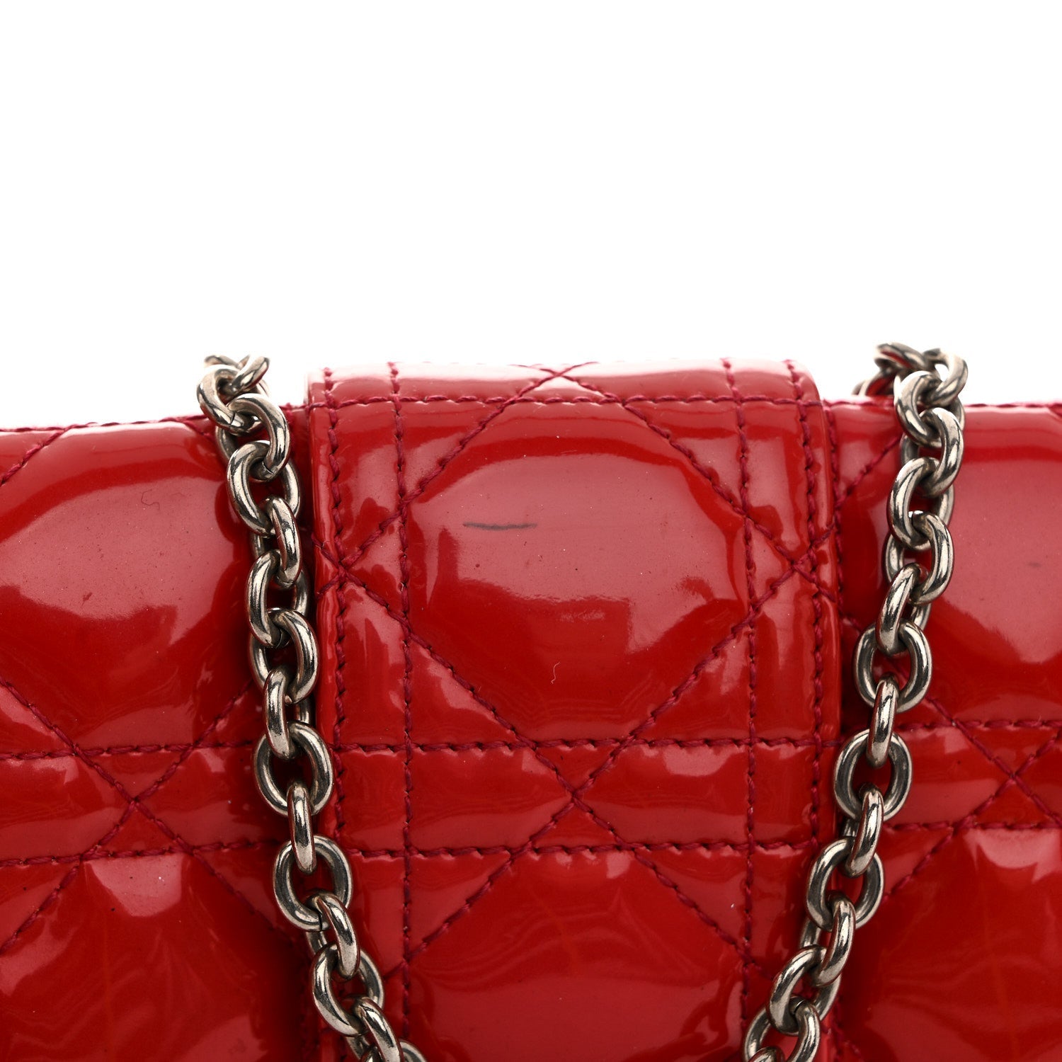 Christian Dior Patent Cannage New Lock Pouch Red