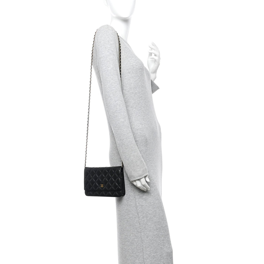 Chanel Caviar Quilted Wallet on Chain WOC Black