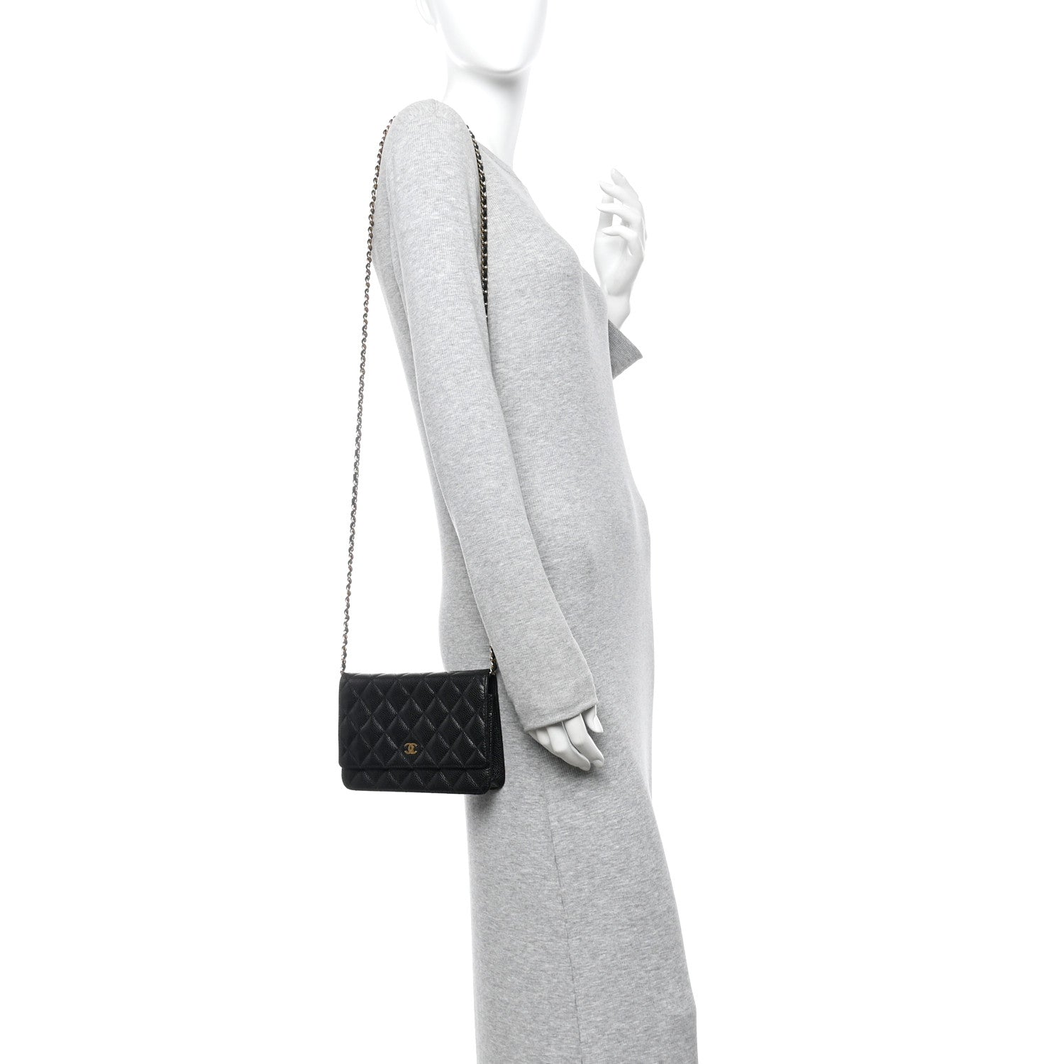 Chanel Caviar Quilted Wallet on Chain WOC Black