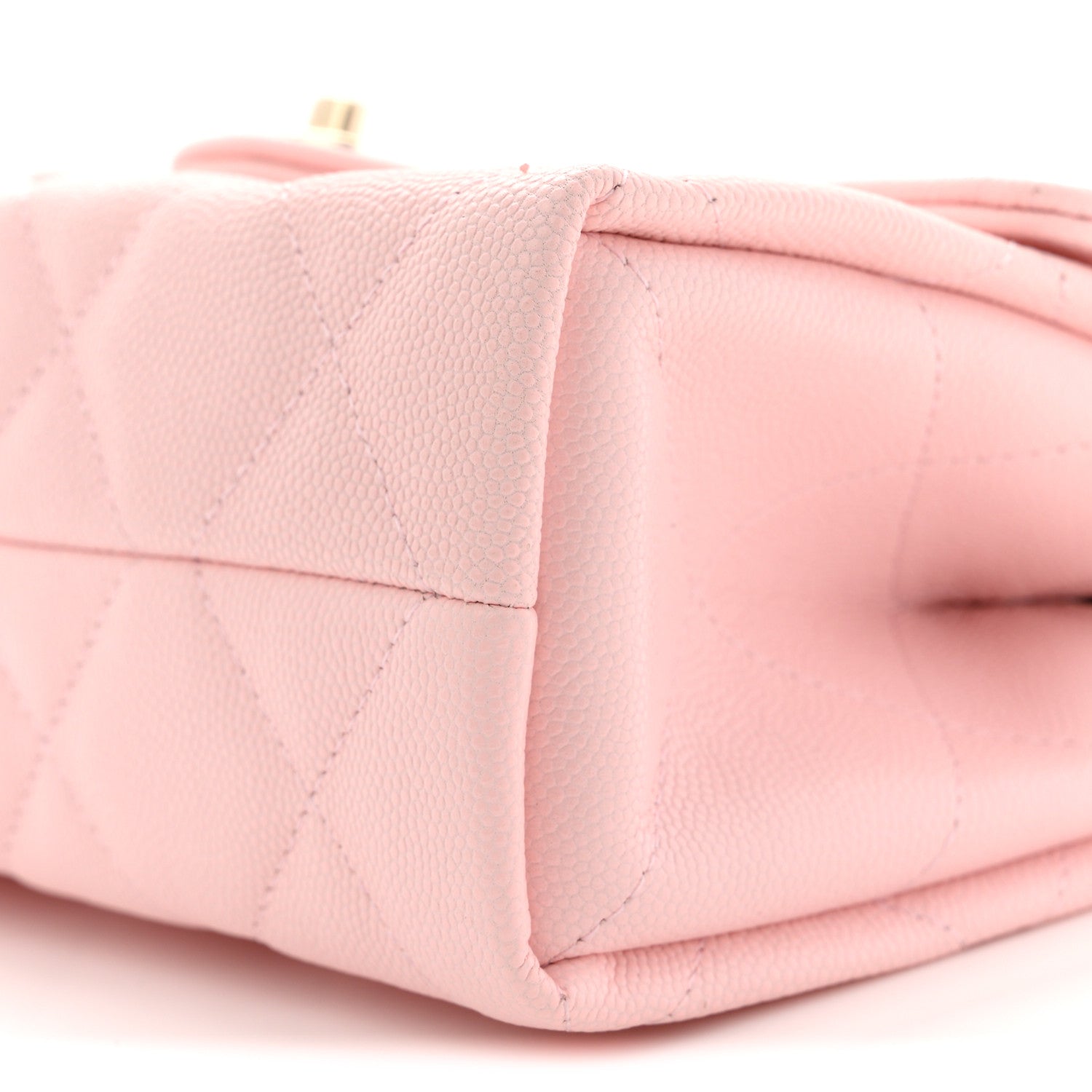 Chanel Caviar Quilted Retro Mini Twist Top Handle Clutch Flap Light Pink