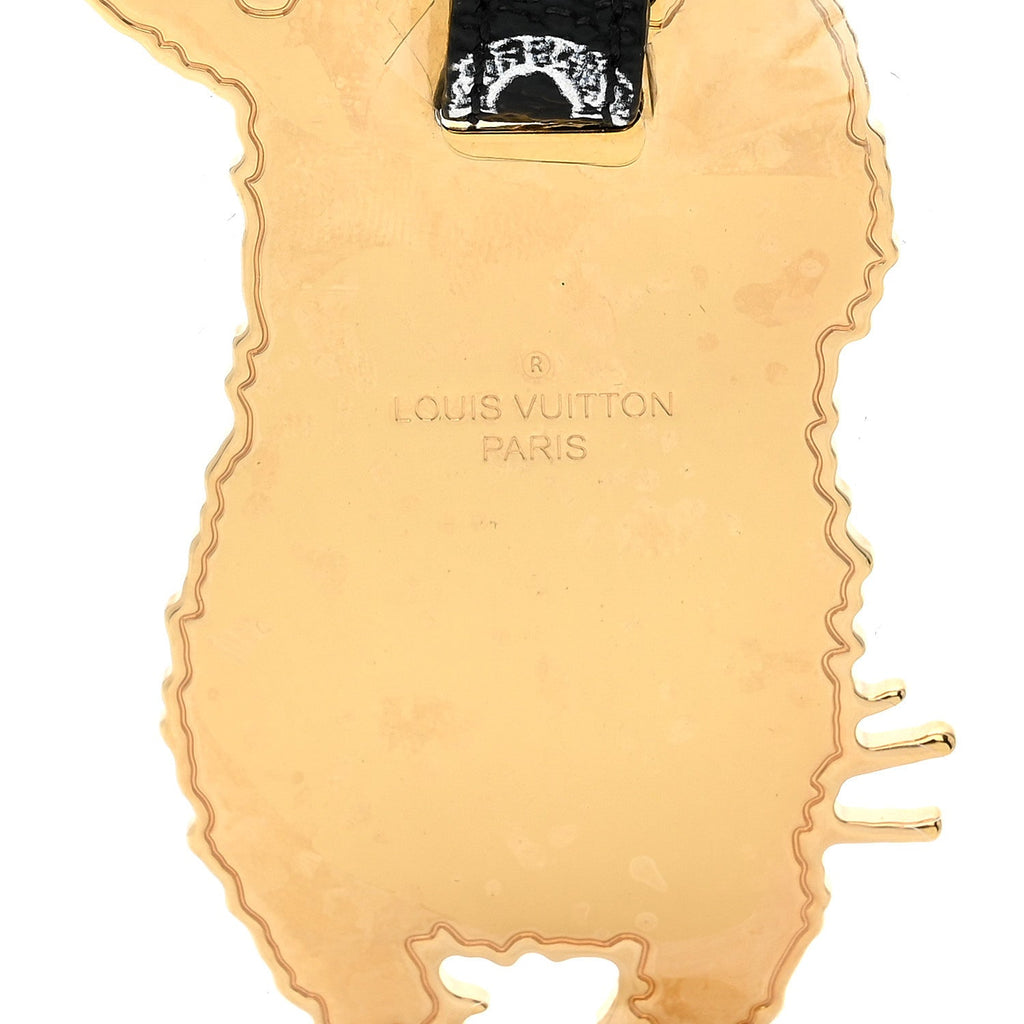 Louis Vuitton Catogram Flying Cat Bag Charm Key Holder Gold Black