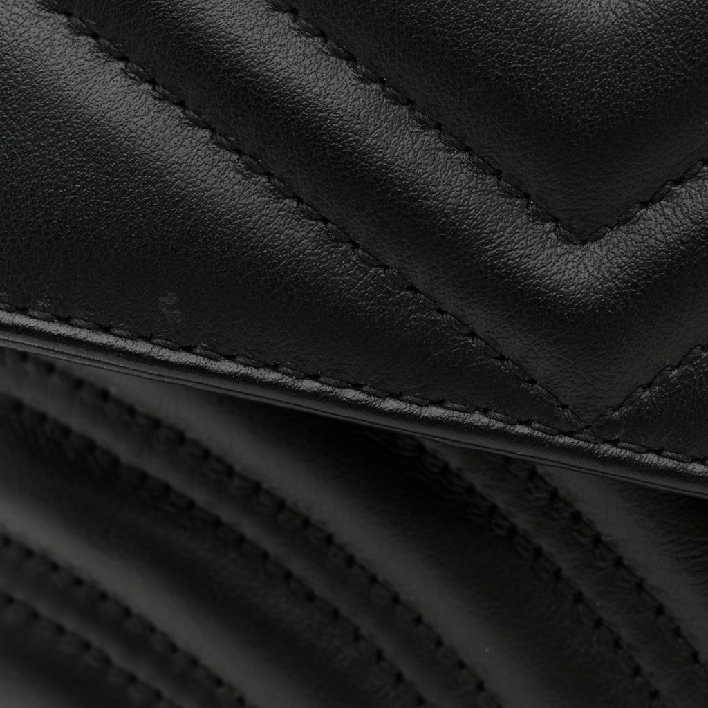 Gucci Calfskin Matelasse Small GG Marmont Shoulder Bag Black