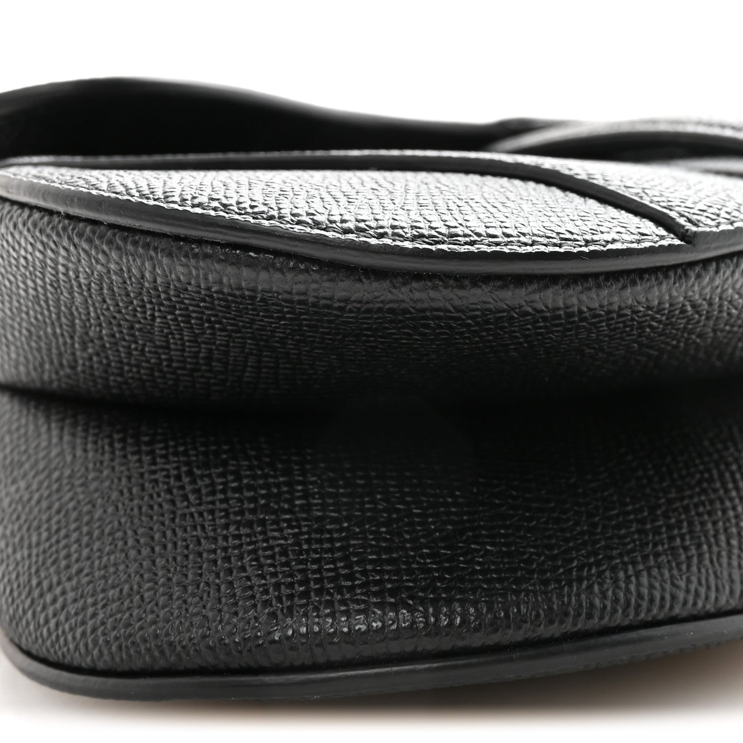 Christian Dior Grained Calfskin Mini Saddle Bag With Strap Black