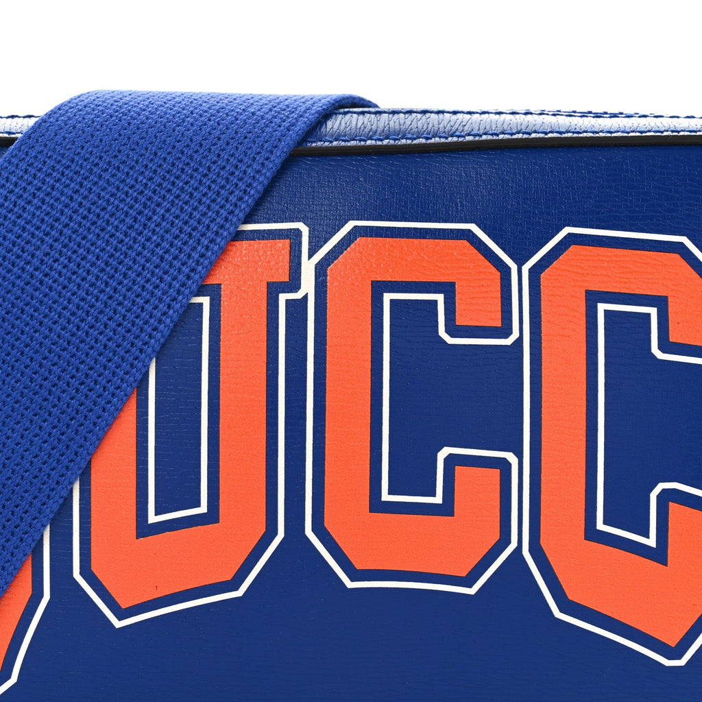 Gucci New Shanghai Calfskin Interlocking G Logo Camera Crossbody Bag Cobalt Blue Orange