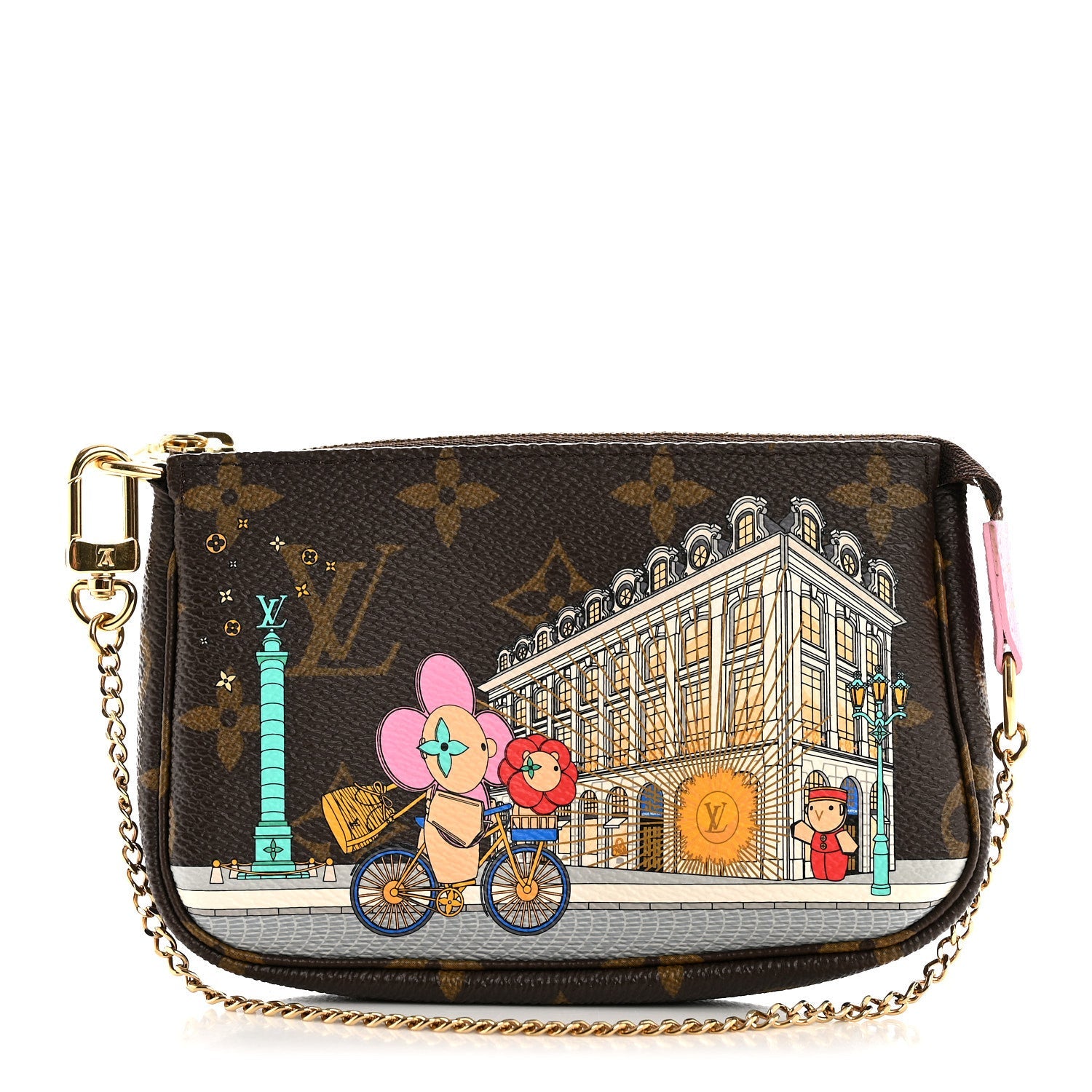 Louis Vuitton Monogram 2022 Christmas Animation Paris Mini Pochette Accessories Pink