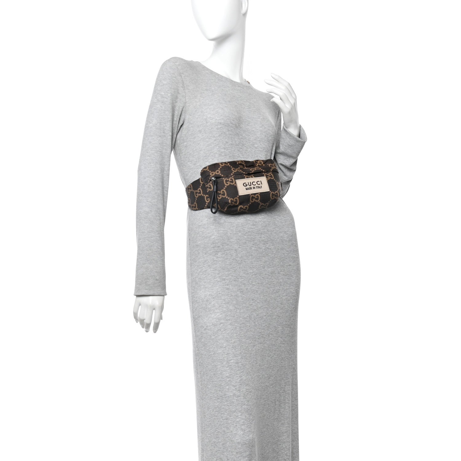 Gucci Recycled Polyester Monogram Jumbo GG Belt Bag Ebony Beige